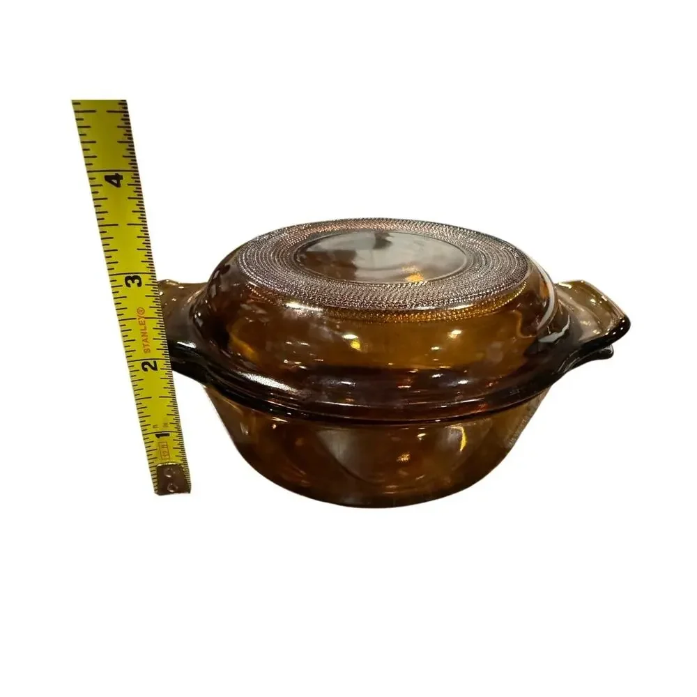 Amber Anchor Hocking Amber Brown Baking Casserole Dish with lid / EUC / Vintage